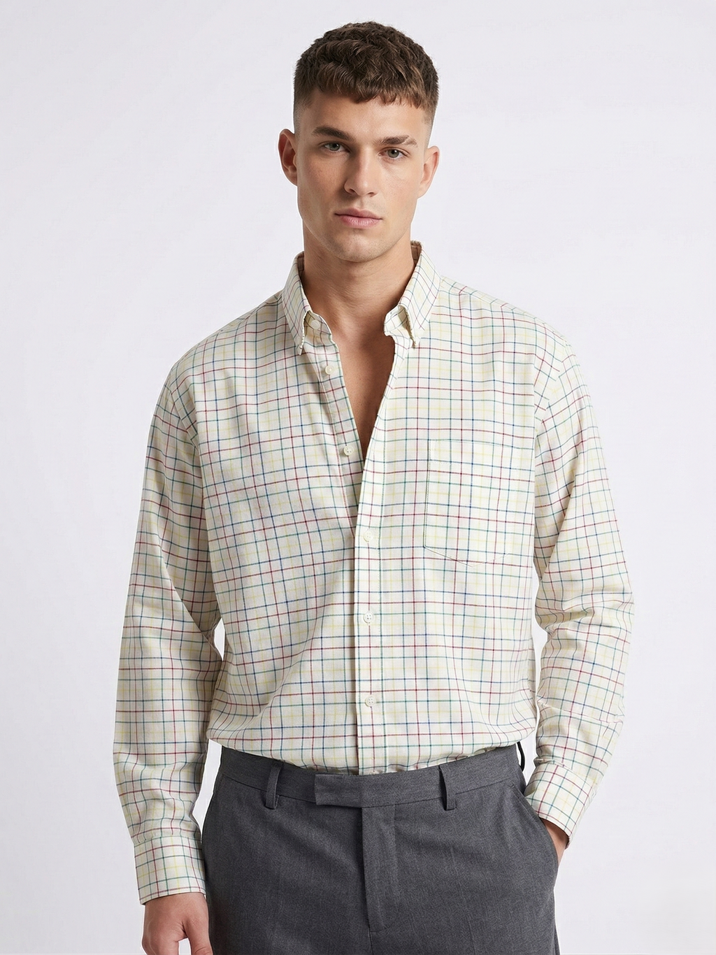 White Grid Check Shirt