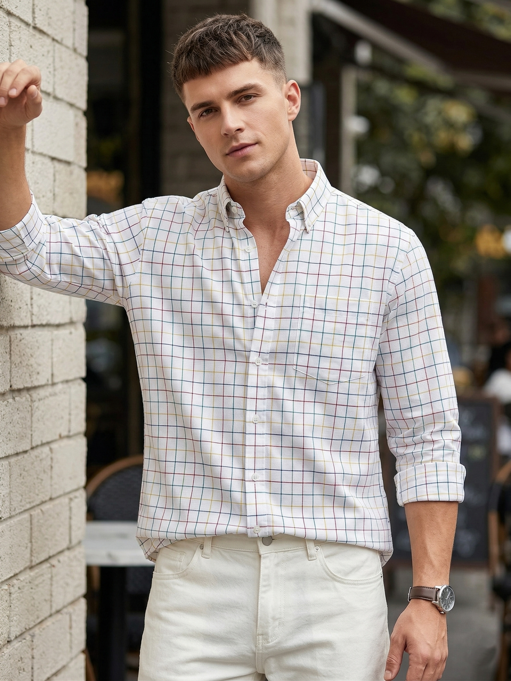 White Grid Check Shirt