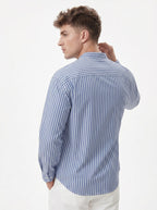 Band Collar Striped Shirt