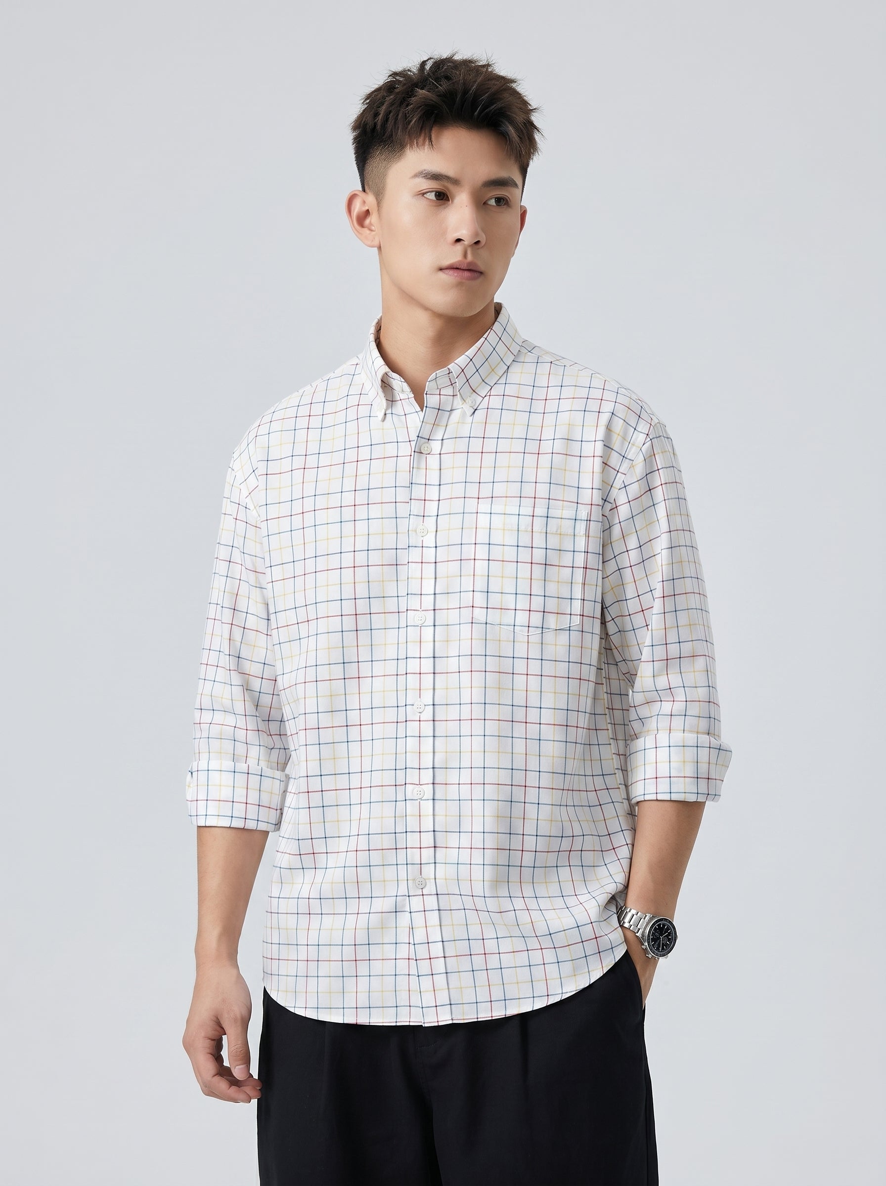 White Grid Check Shirt