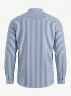 Band Collar Striped Shirt