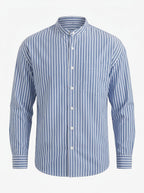 Band Collar Striped Shirt