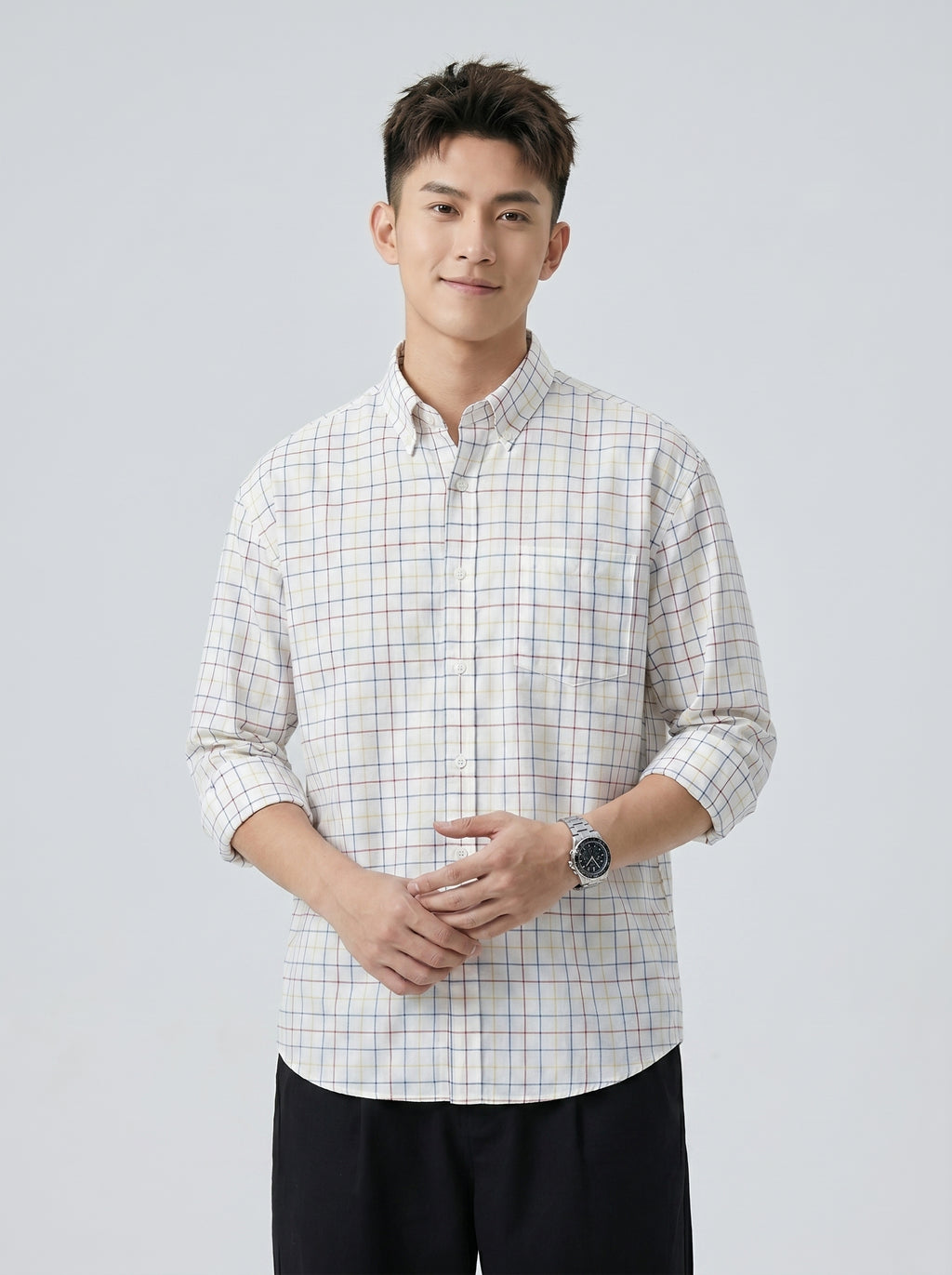 White Grid Check Shirt