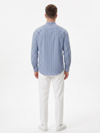 Band Collar Striped Shirt