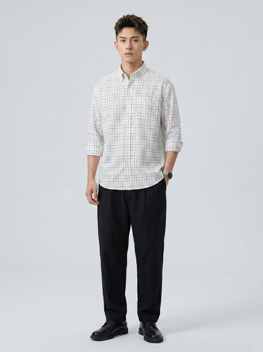 White Grid Check Shirt