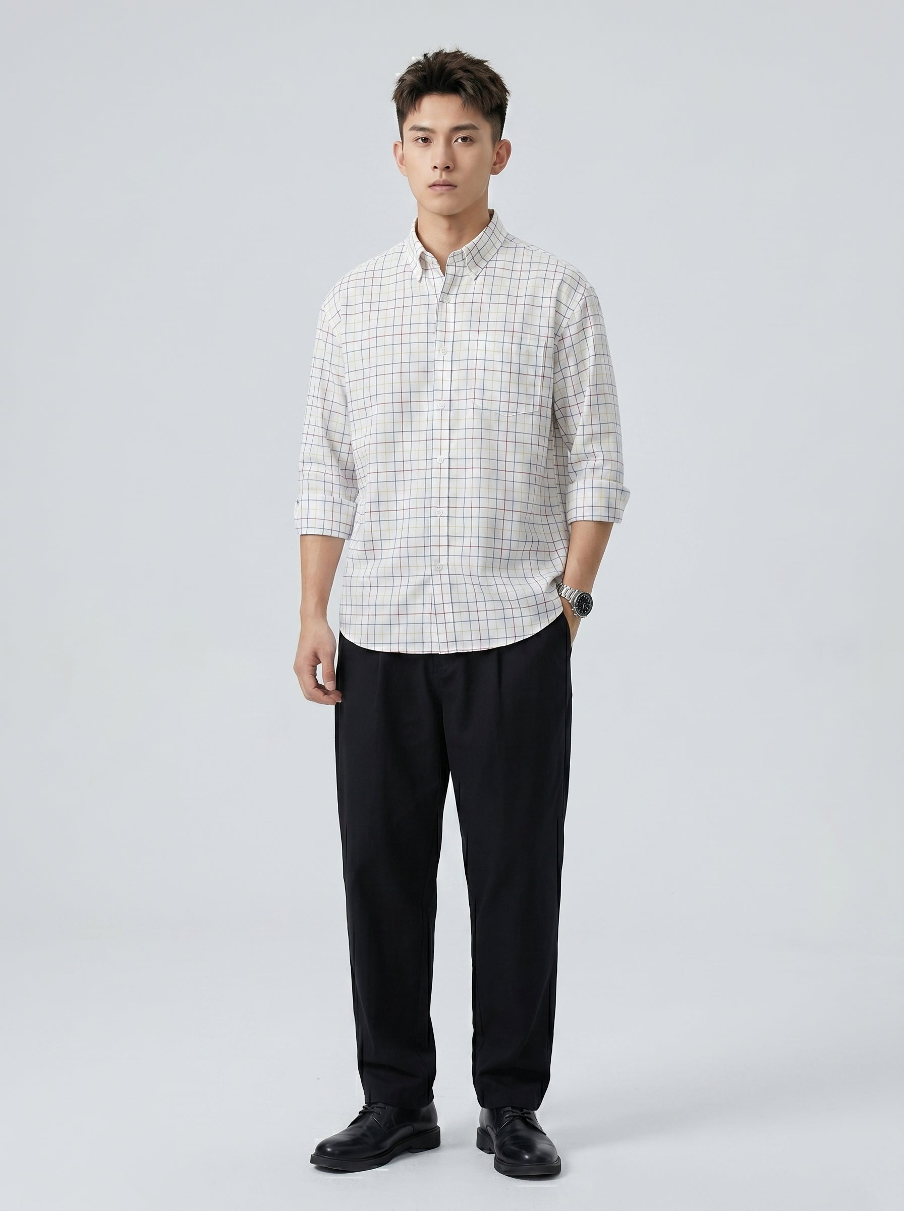 White Grid Check Shirt