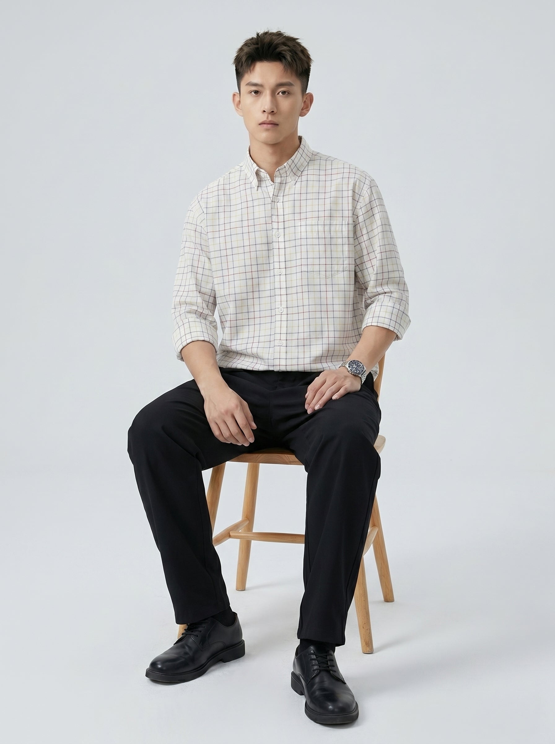 White Grid Check Shirt